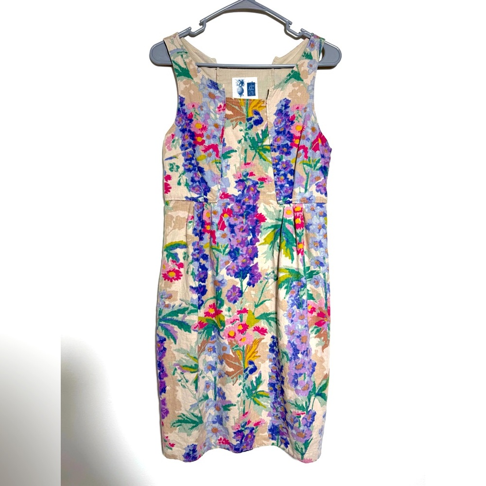 Anthropologie Edme & Esyllte Women Linen Garden Foxglove Sea Salt Floral Size 8